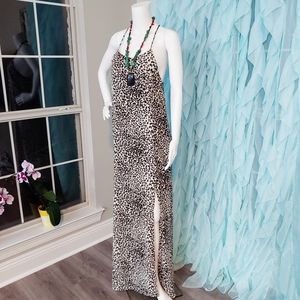 4 For Sienna Cheetah Print Maxi Dress Small NWOT